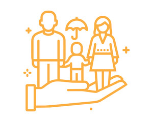 Color line, family insurance concept illustration, icon