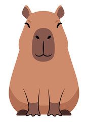 Cartoon Illustration of a Cute Capybara in a Minimalist Style Featuring Warm Colors and Simple Shapes, Perfect for Kids' Themes and Animal Lovers