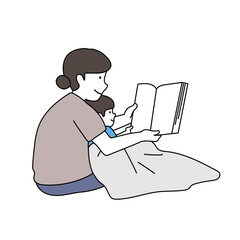 本を読む親子イラスト