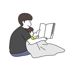 本を読む親子イラスト