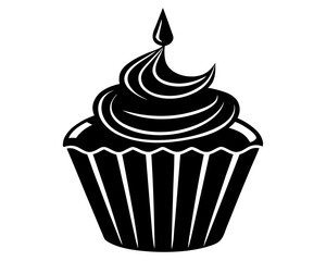Birthday Cupcake silhouette vector illustration