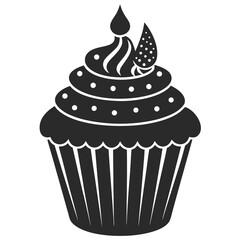 Birthday Cupcake silhouette vector illustration