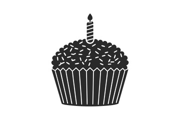 Birthday Cupcake icon silhouette vector illustration
