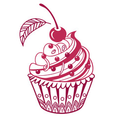 Birthday Cupcake silhouette vector illustration