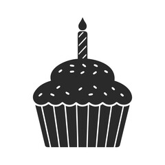 Birthday Cupcake silhouette vector illustration