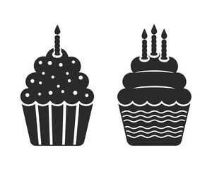Birthday Cupcake icon silhouette vector illustration
