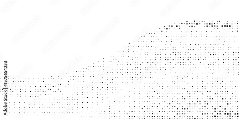 Poster abstract halftone gray dots gradient on white background, curved twisted slanting design or waved li