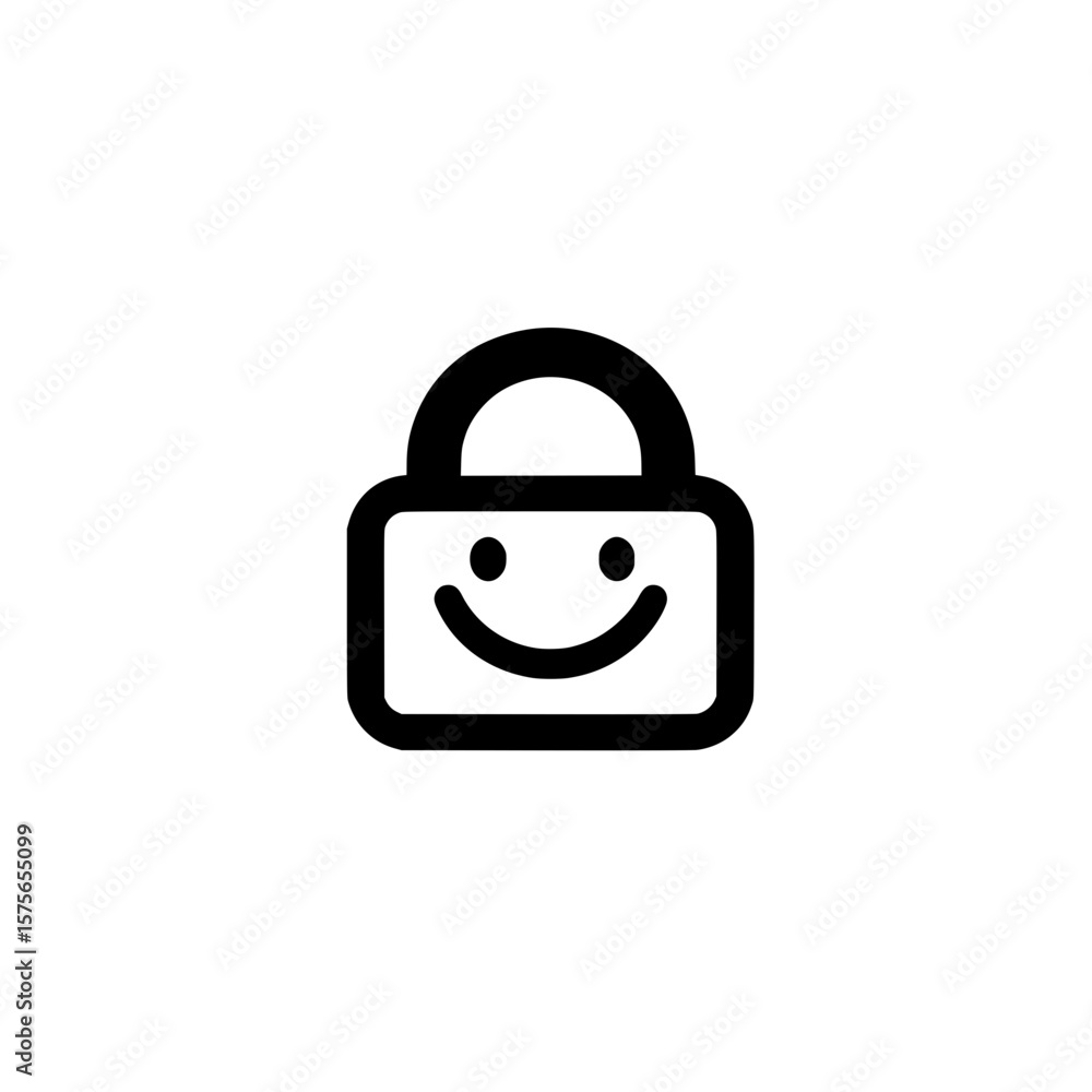 Aufkleber flat vector padlock smiling icon for secure data privacy and online safety concept art