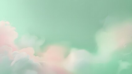 Delicate ethereal backdrop with pastel clouds, mint green sky and gentle textures