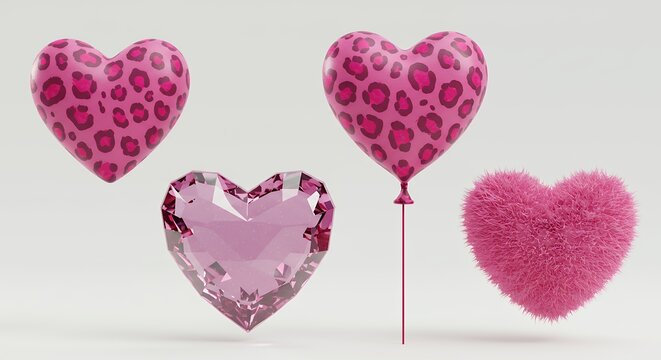 Pink heart shapes graphic design elements