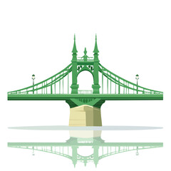 Detailed Vector Graphic of Budapest's Iconic Liberty Bridge