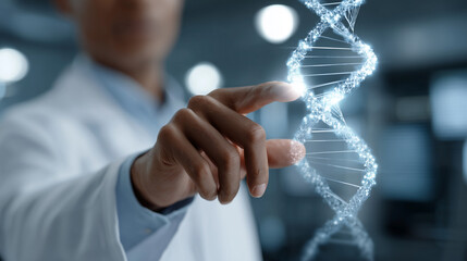 Futuristic Medical Concept with DNA and Touchscreen