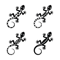 Naklejka premium Stylish Black and White Gecko Lizard Illustrations Perfect for Design Projects