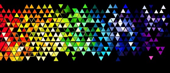 Abstract geometric pattern of overlapping triangles in vibrant colors.