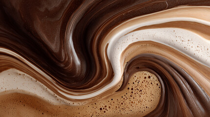 Abstract Swirls of Cream Mixing into Coffee