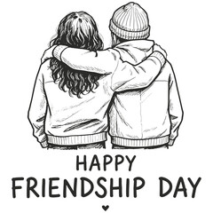 Best Friends Forever Hand Drawn Illustration of Girls Celebrating Friendship