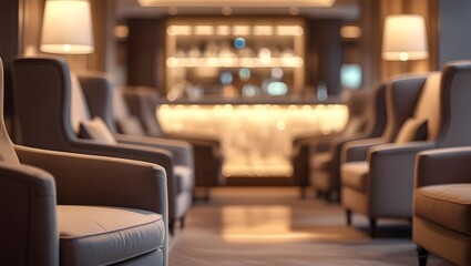 Elegant lounge with comfortable armchairs in a luxurious hotel lobby area