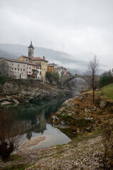 Fototapeta premium Village of Kanal on the Soca River, Slovenia