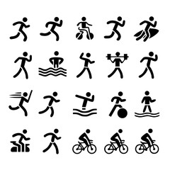 Dynamic Sports Silhouette Pack – Runners, Swimmers, Cyclists & Weightlifters in Motion for Fitness Branding, Apps & Motivational Designs