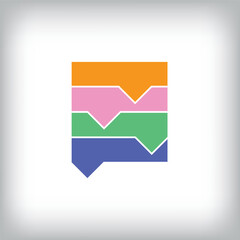Folded speech bubble sign, flat logo. Unique design identity. Geometric communication flat logo template.