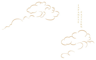 Hand drawn cloud with Japanese pattern vector. Oriental decoration with logo design, flyer or presentation in vintage style.