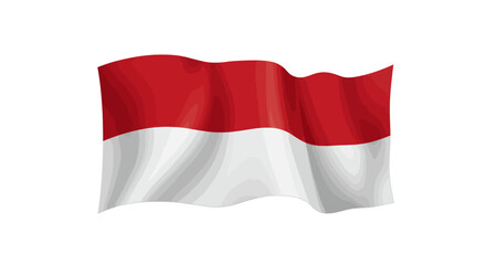 Fototapeta premium A red and white horizontally striped flag waving on a white background