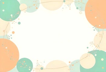 Modern vector composition of abstract pastel circles and shapes framing a large white central area, ideal for text or logo