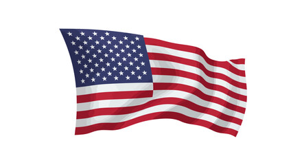 Fototapeta premium American flag waving against a white background
