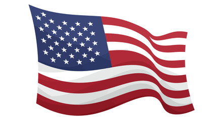 Waving American flag on a white background