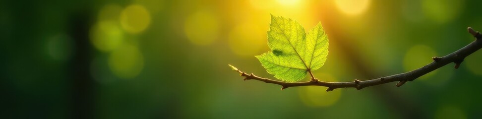 Single, backlit leaf; twig's silhouette, sharp detail, branch, design