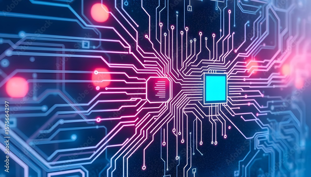 Poster exploring circuit patterns and technology innovations in digital environments