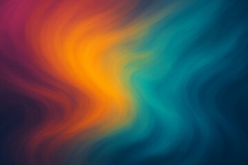 Fototapeta premium Colorful Gradient Flow — Warm Orange to Teal Swirl - Vibrant wavy blend of warm orange and cool teal, soft texture; ideal for modern banners, wallpapers, and web backgrounds.