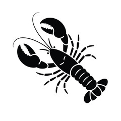 Obraz premium Stylized silhouette of a black lobster with large claws on a white background