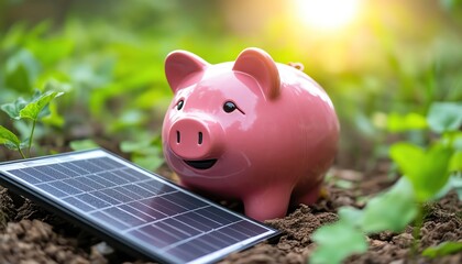 Piggy bank with solar panel charging slot