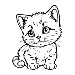 kitten sketch vector illustration isolated on white background ai generated