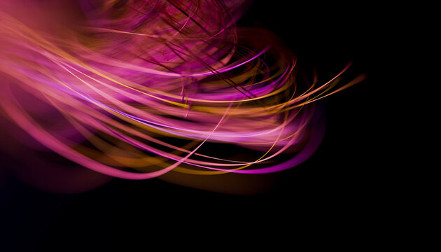 Abstract pink and orange light trails on dark background