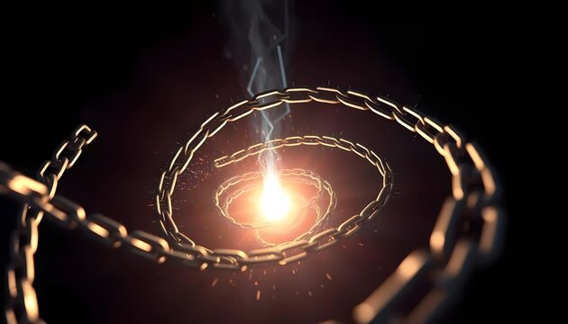 Transforming chains into light a mystical spiral journey in digital art