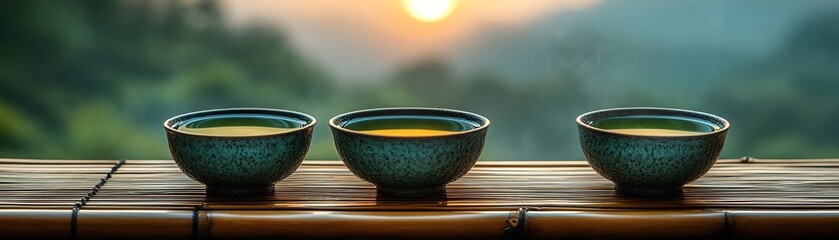Traditional Japanese tea ceremony with green tea bowl