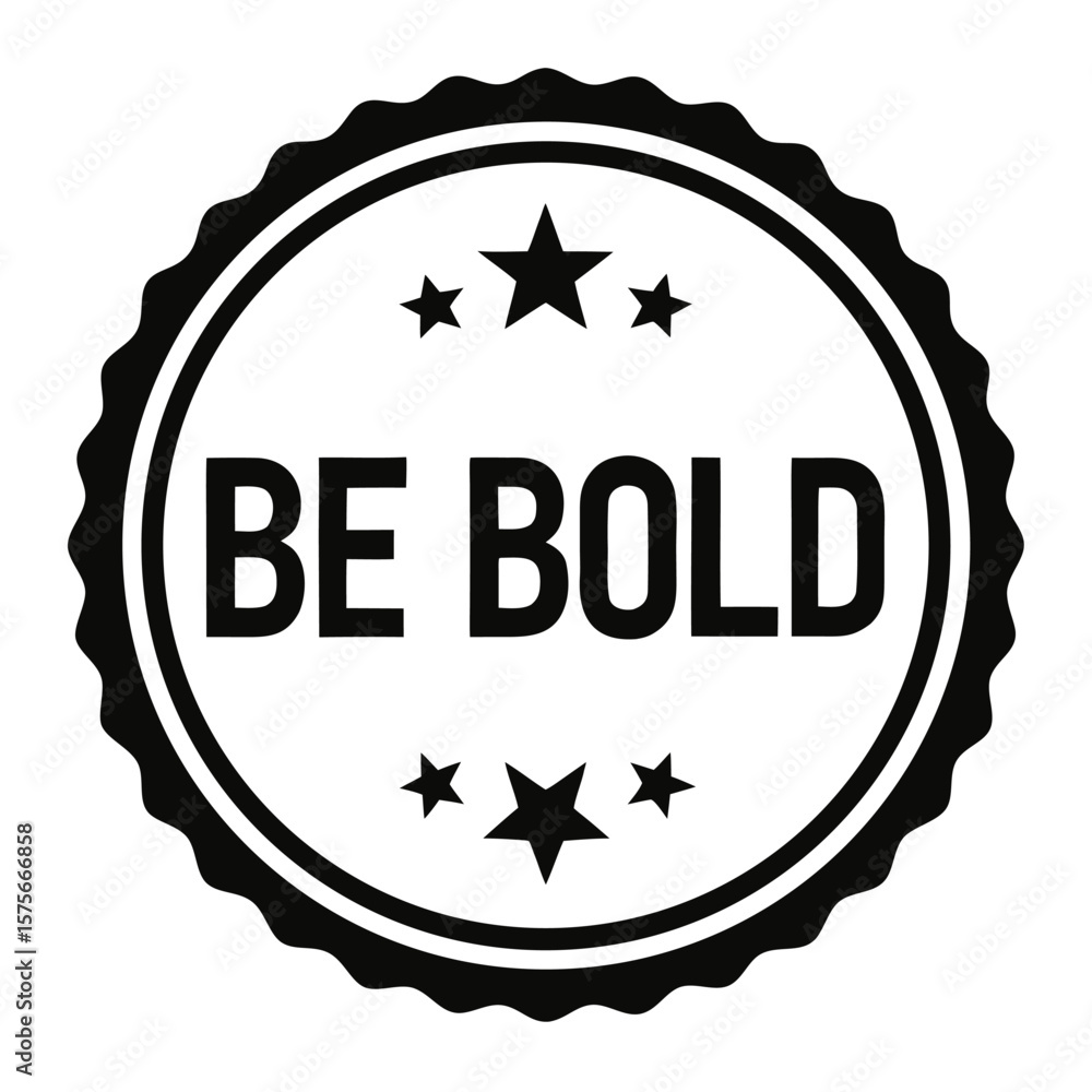 Poster bold black text on a white rounded circular badge design element
