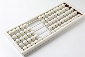 White Abacus with Off White Beads Top Down View counting beads