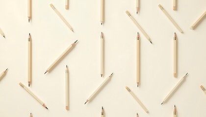 Pencils Arranged on Beige Background for Creative Mockup