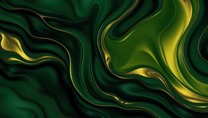 Obraz premium Abstract green and gold liquid swirls
