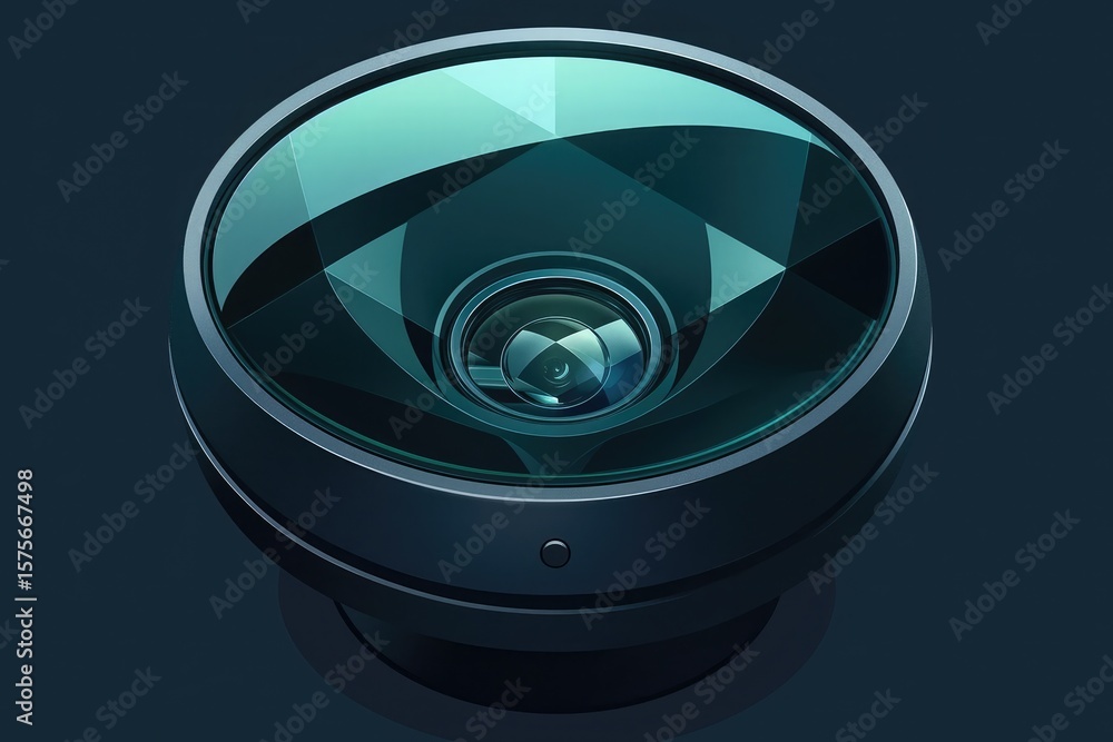 Fototapete a sleek and modern icon design featuring an extreme close-up of a camera lens, rendered in shades of