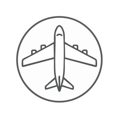 Airplane vector icon airliner outline aircraft in circle travel aviation illustration minimalist design modern transportation symbol