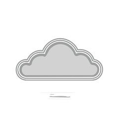 Minimalist gray cloud illustration with simple water reflections on a black background