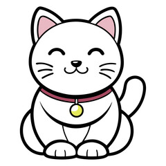 Lucky cat cute animal vector icon on white background.
