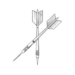 Crossed Darts on Black Background Illustration