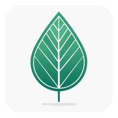 Green Gradient Leaf Illustration on a White Background Isolated Design Element