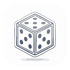 Single sketched die graphic.  The die displays the numbers 3, 5 and 6 with a watercolor illustration.