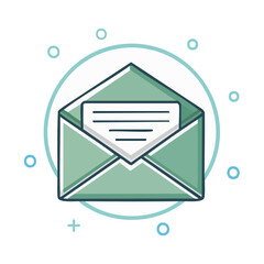 Email notification icon with letter, message illustration, vector art for social media marketing and communication services.